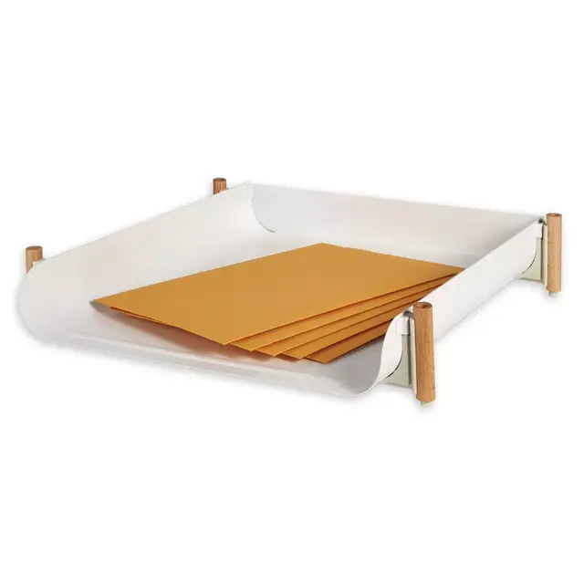 Squared Away™ Wood and Metal Stacking Paper Tray in Coconut Milk
