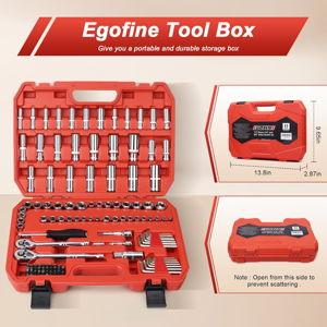 117 Pieces 1/4 and 3/8 inch Drive Socket Ratchet Wrench Set, Metric/SAE Size, with Bit Socket Set and Extension Bar for Auto Repairing and Household, with Storage Case