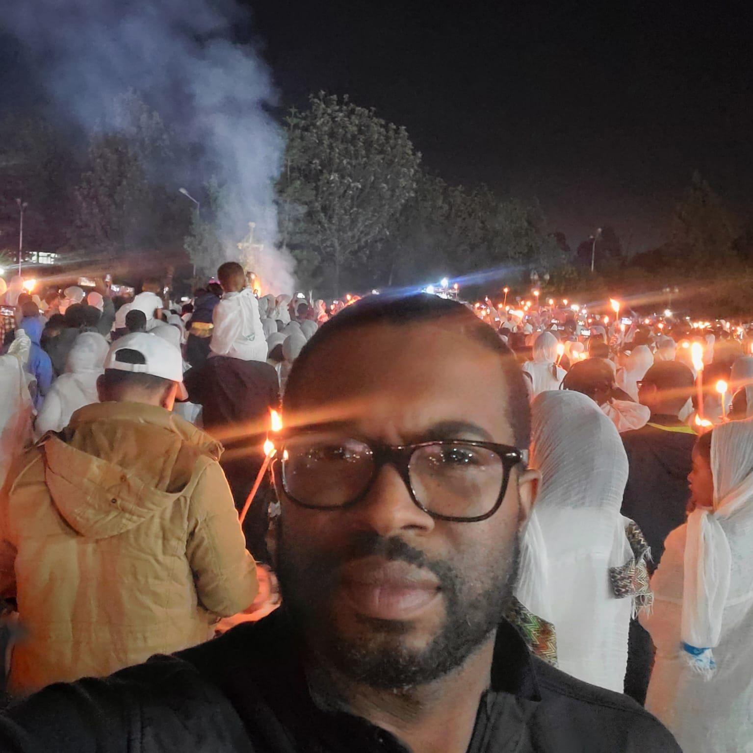 The first pic Jaracus sent AJ from Ethiopia on the eve of Meskel.