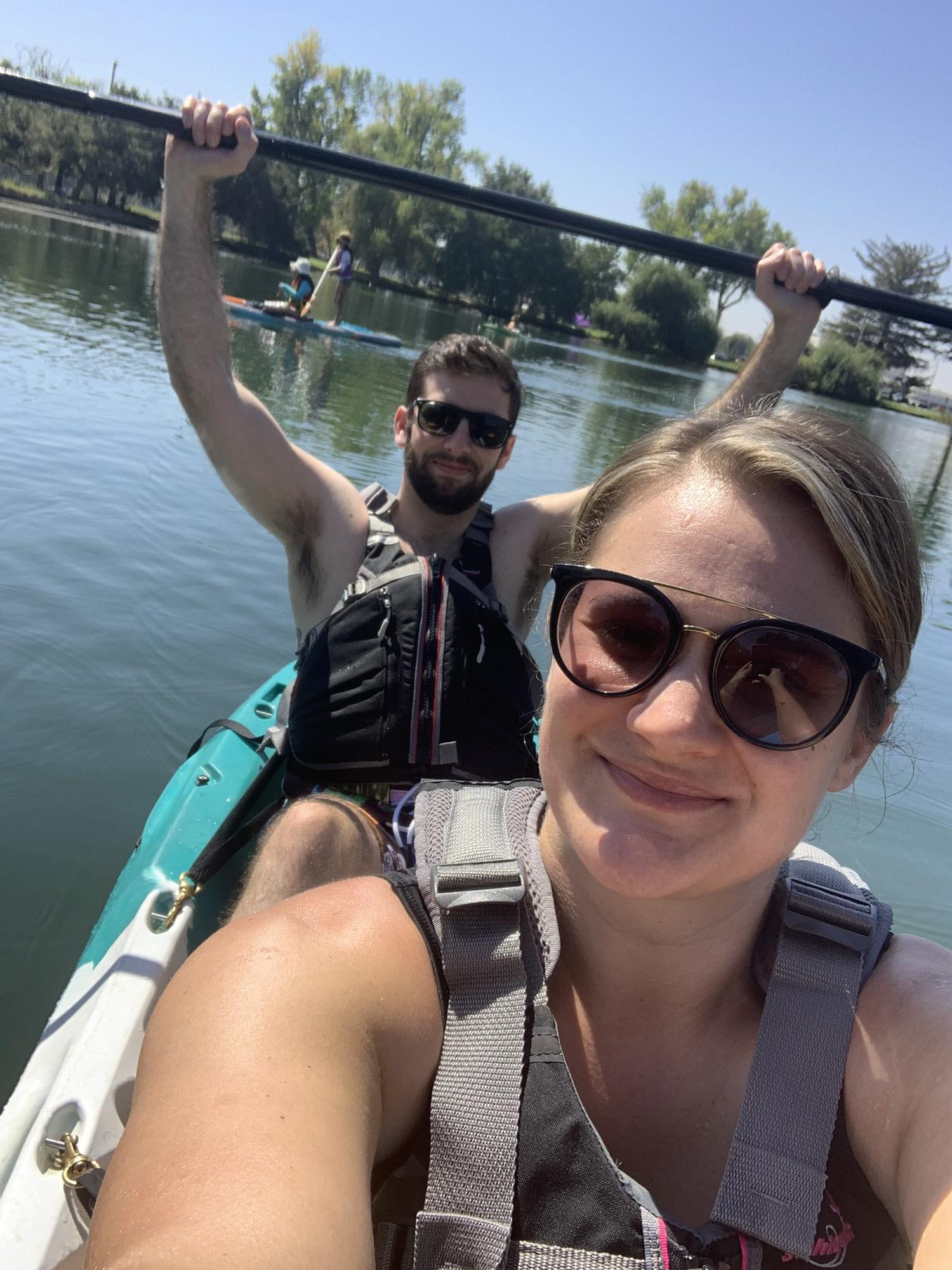 Kayaking together in Lodi lake.