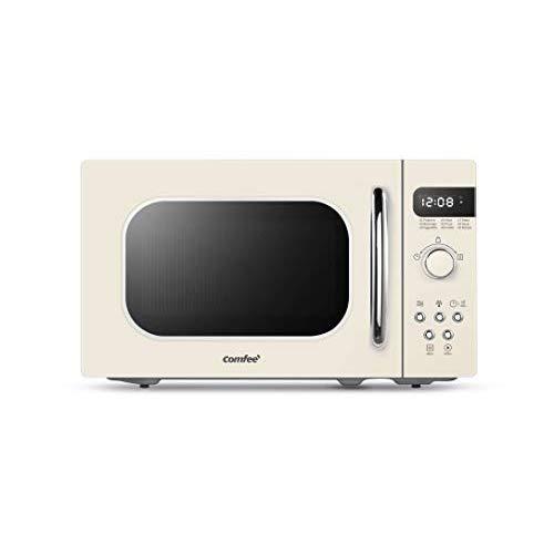 COMFEE' AM720C2RA-A Retro Style Countertop Microwave Oven with 9 Auto Menus Position-Memory Turntable, Eco Mode, and Sound On/Off (Cream), 0.7Cu.Ft