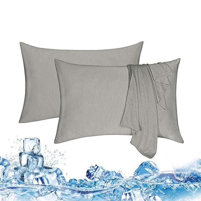 Haowaner Double Sided Cooling Pillow Cases, Cooling Pilliowcase 2 Packs, Cooling Pillow Cases for Night Sweats&Hot Sleepers, King Cool Pillowcase, Ice Cold Pillow Cover,Pillow Protector, 20"X36"Grey