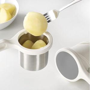 Joseph Joseph Helix Potato Ricer Masher Ergonomic Twist-Action Hand Manual Stainless Steel For Mashed Potato, Vegetable Purees, Stainless Steel, White