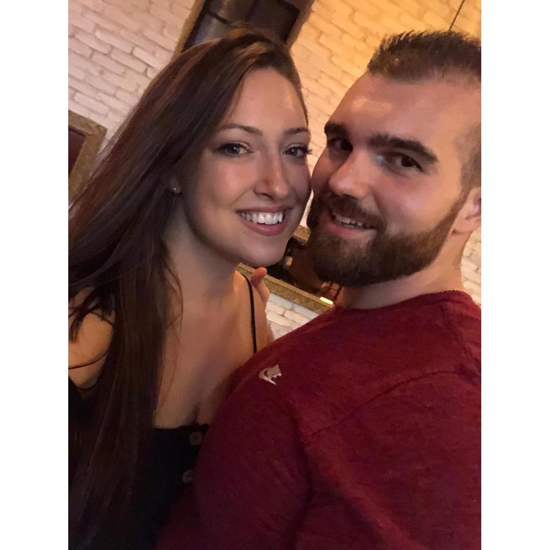 Our very first picture together, May 26th 2018 at Alecia's birthday party.