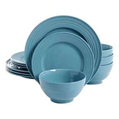Gibson Home Plaza Cafe 12 Piece Dinnerware Set, Turquoise