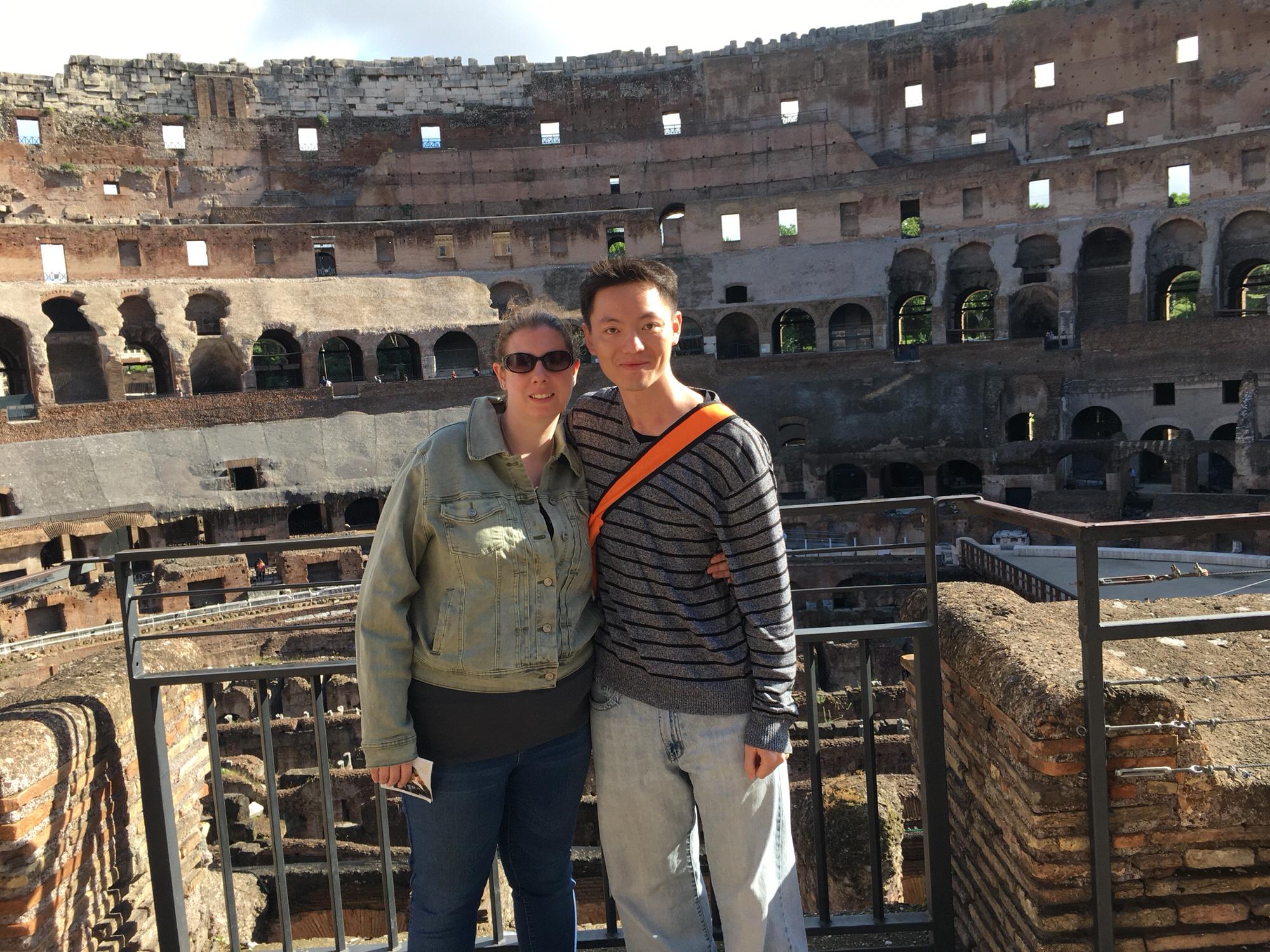 Our last day in Italy, at the Colosseum, Rome