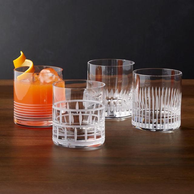 Cut Glass Double Old-Fashioned Glasses, Set of 4