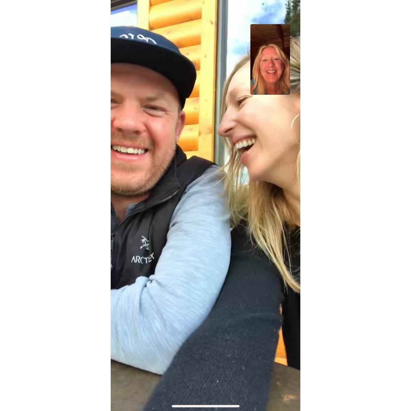 Facetiming Mom to say, "We're engaged!"