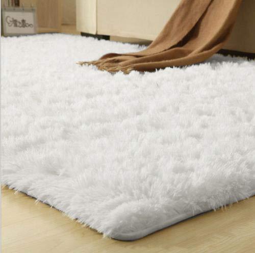 ACTCUT Super Soft Indoor Modern Shag Area Silky Smooth Rugs Fluffy Anti-Skid Shaggy Area Rug Dining Living Room Carpet Comfy Bedroom Floor (5.3' x 7.5', White)
