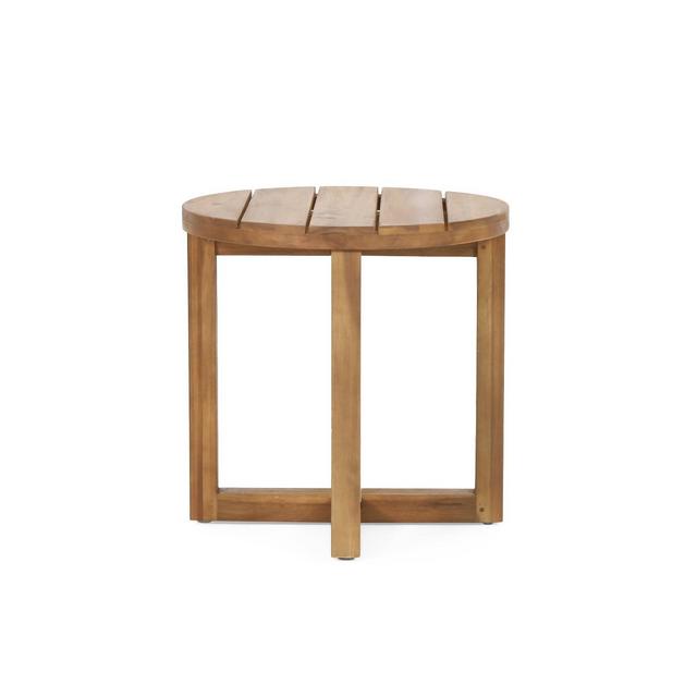 Hamel Outdoor Acacia Wood Circular Side Table Teak - Christopher Knight Home
