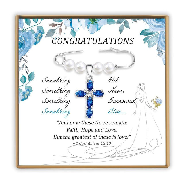 PEALICIOUS Something Blue Gift for Bride, Bridal Shower Gifts from Mom Sister Friend, Blue Bridal Bouquet Charm as Wedding gifts, Bride Pin Blue Heart Charm Attaches to Bridal Bouquet, Garter, Dress