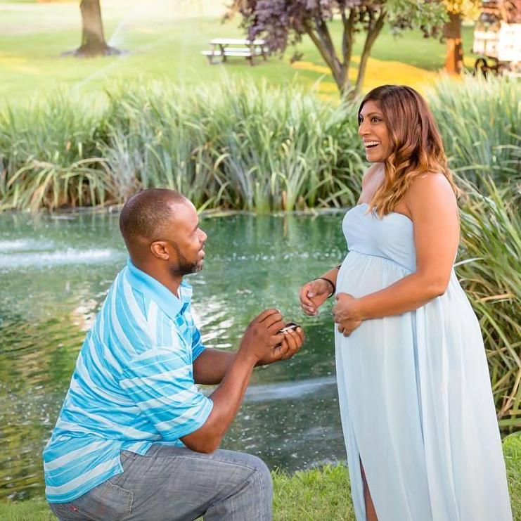 Totally surprised with a proposal during the maternity shoot.