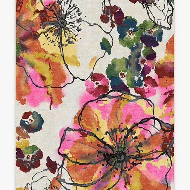 Watercolor Floral Multicolor Rug