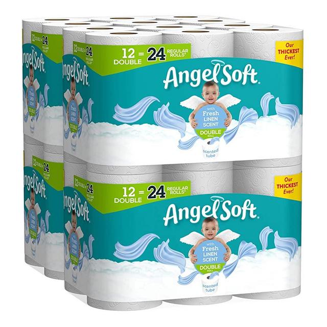Angel Soft Toilet Paper, Linen Scent, Double Rolls, Bath Tissue, 12 Count of 214 Sheets Per Roll, Pack of 4, White (79373)