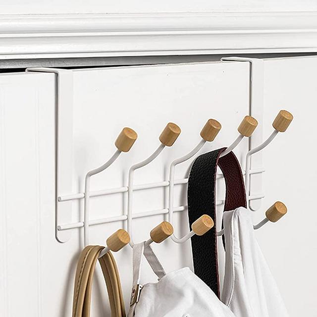 Over The Door Hooks Door Hanger Hook 2 Pack, Heavy-Duty Door Towel Rack with 10 Hooks for Hanging, Door Coat Hanger Towel Hanger Over Door Coat Rack for Bag, Hat, Sturdy Steel Anti-Rust