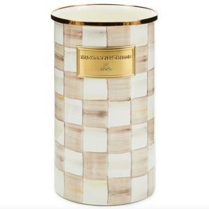 Mocha Check Utensil Holder
