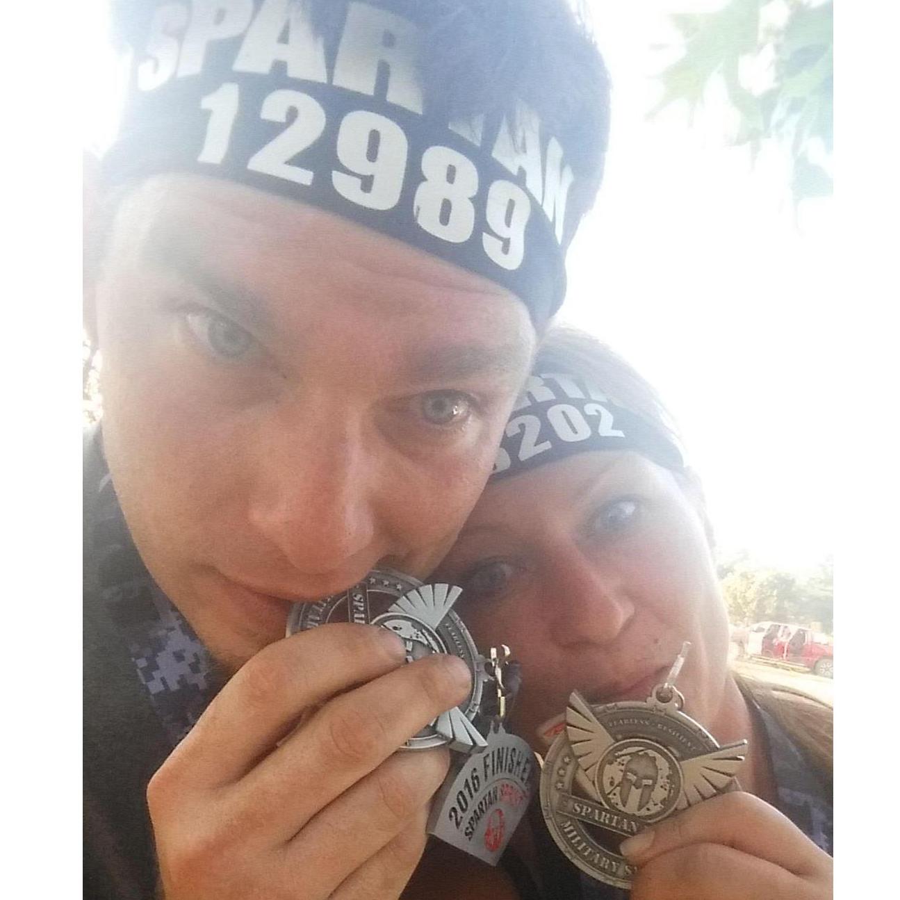 Our first Spartan run!  We started easy with a Sprint, but we do have Trifectas!