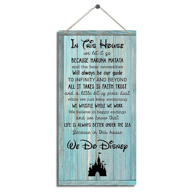 In This House We Do Disney Sign, Decorative Wood Hanging Wood Plaque, Disney Inspired Wall Decor, Home Decor Art, Farmhouse Decor for Wall, Happy Decor for Wedding or Birthday, Gift for Disney Lover I
