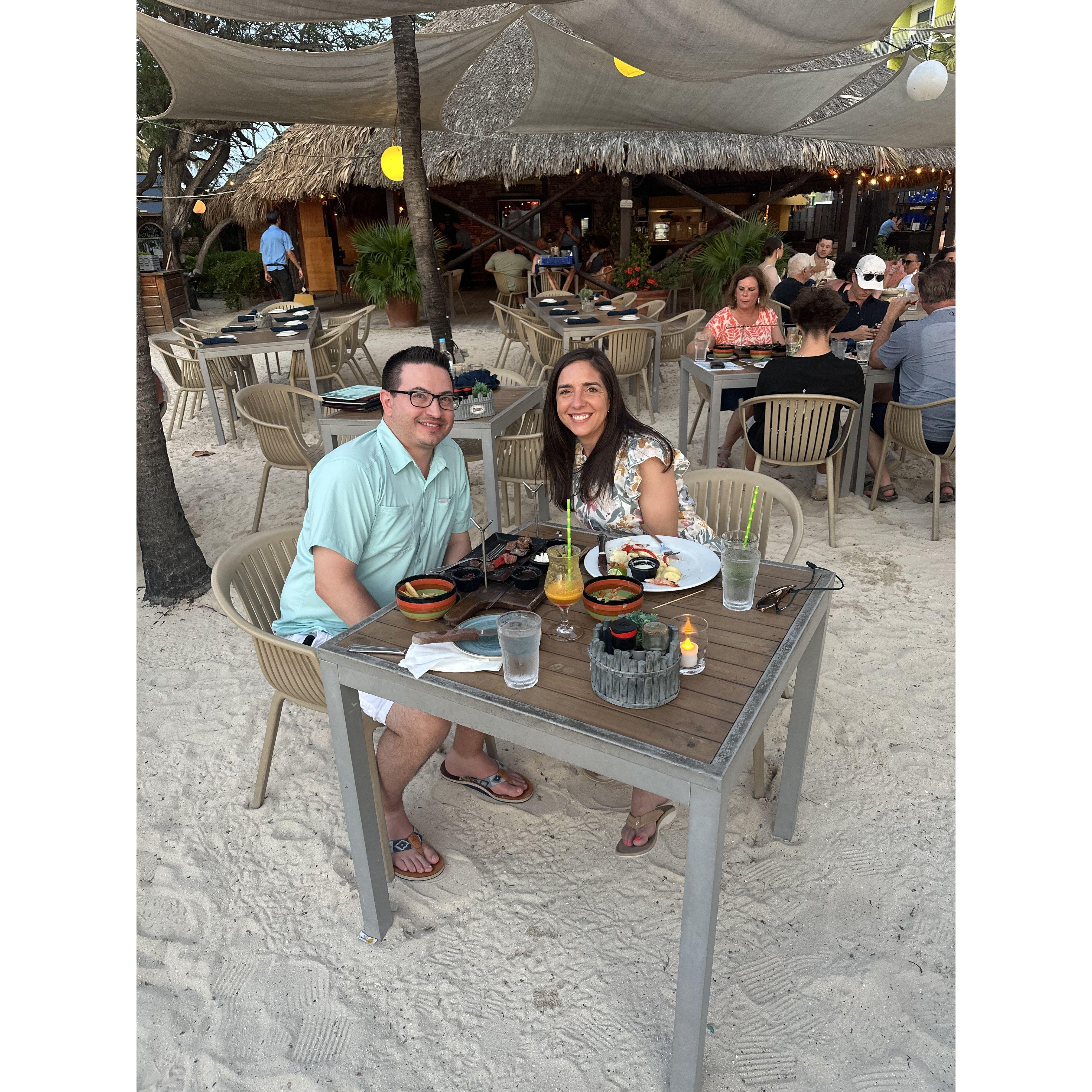 Our first dinner in Aruba!