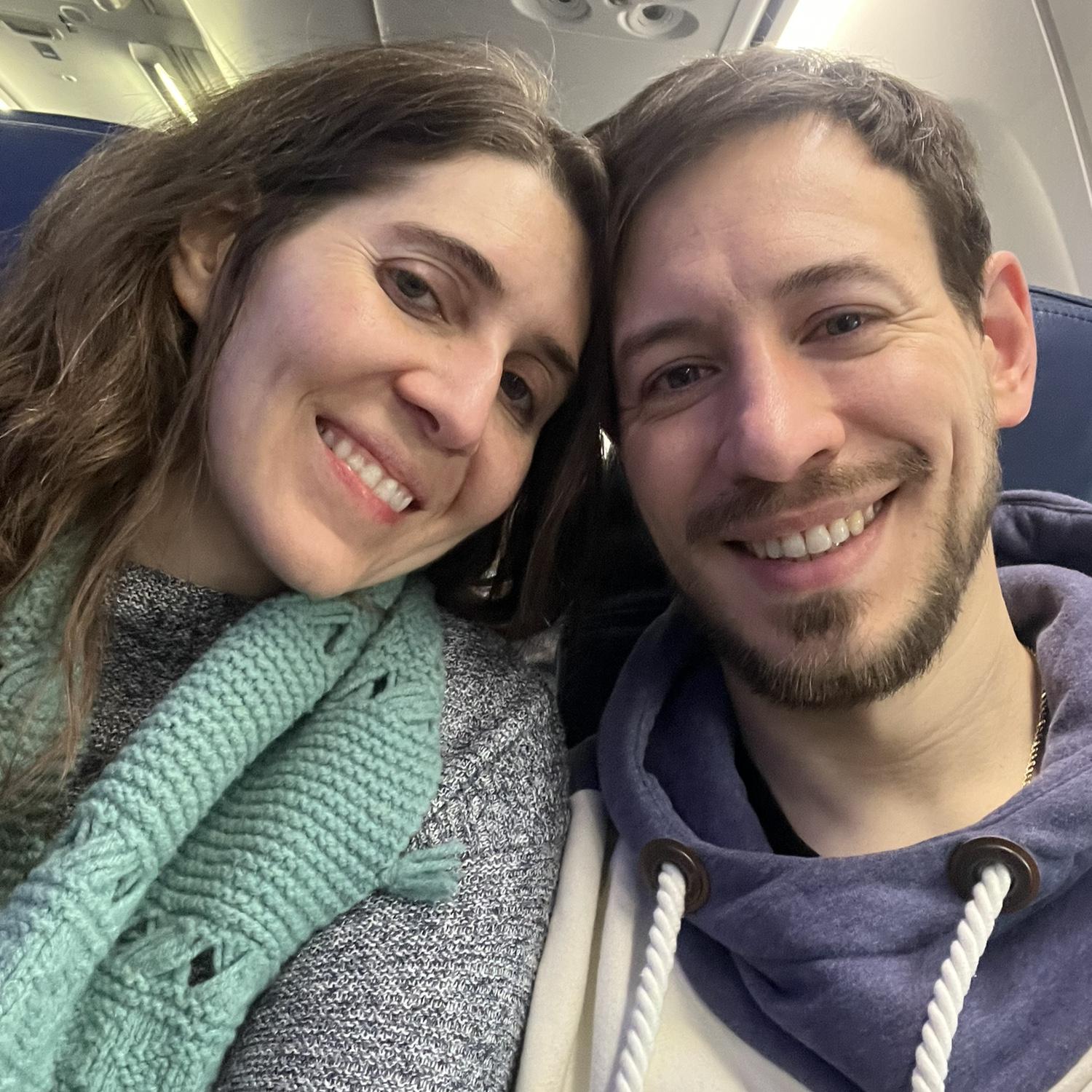 Happy to be flying together for the first time in our various adventures to visit each other across the country.