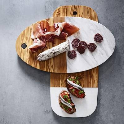 Olivewood & White Marble Oval Board