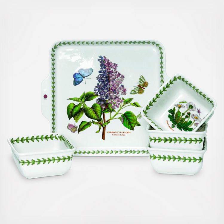 Portmeirion Botanic Garden 4 Piece Ceramic Coaster with Holder - 3.75