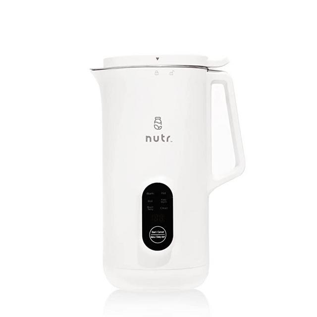 NUTR Machine Automatic Nut Milk Maker, Homemade Almond, Oat, Coconut, Soy, or Plant Based Milks and Non Dairy Beverages, Boil and Blend Single Servings, Stainless Steel, Self-Cleaning, White