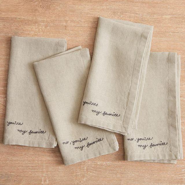 Favorite Embroidered Napkin, Set of 4 (4 mixed, Favorite + Love)