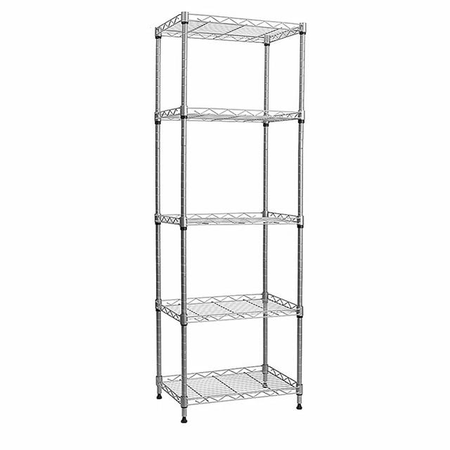 5-Wire Shelving Metal Storage Rack Adjustable Shelves, Standing Storage Shelf Units for Laundry Bathroom Kitchen Pantry Closet(Silver)