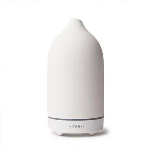 Vitruvi Stone Diffuser, Hand-Crafted Ultrasonic Essential oil Diffuser for Aromatherapy, Ceramic, White, 1 Count