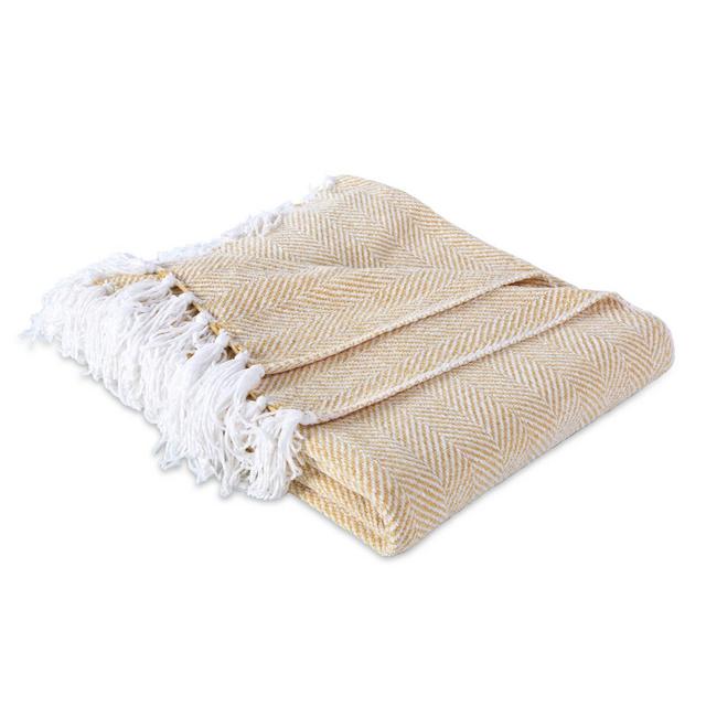 Berkshire Blanket & Home Co. Herringbone Chenille Throw Blanket in Gold