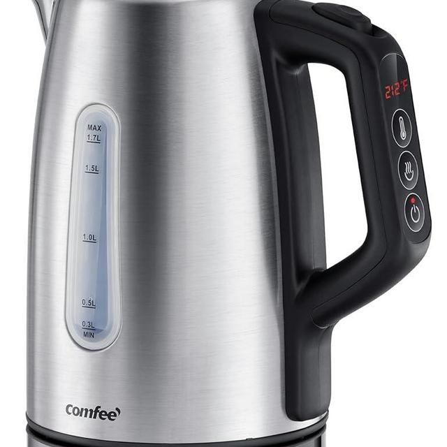 COMFEE' Stainless Steel Electric Kettle, Temperature Control with 6 Presets, 1-Hr Keep Warm, Kettle Water Boiler 1.7 Litres, 1500W with Viewing Window, Auto-Off and Boil-Dry Protection