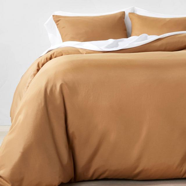 3pc Full/Queen Lyocell Cotton Blend Duvet & Sham Set Warm Brown - Casaluna™