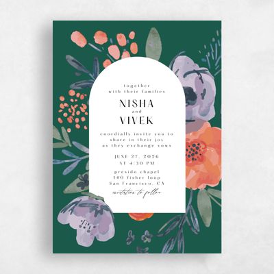 Emerald, Green Wedding Invitation - Colletta Portrait