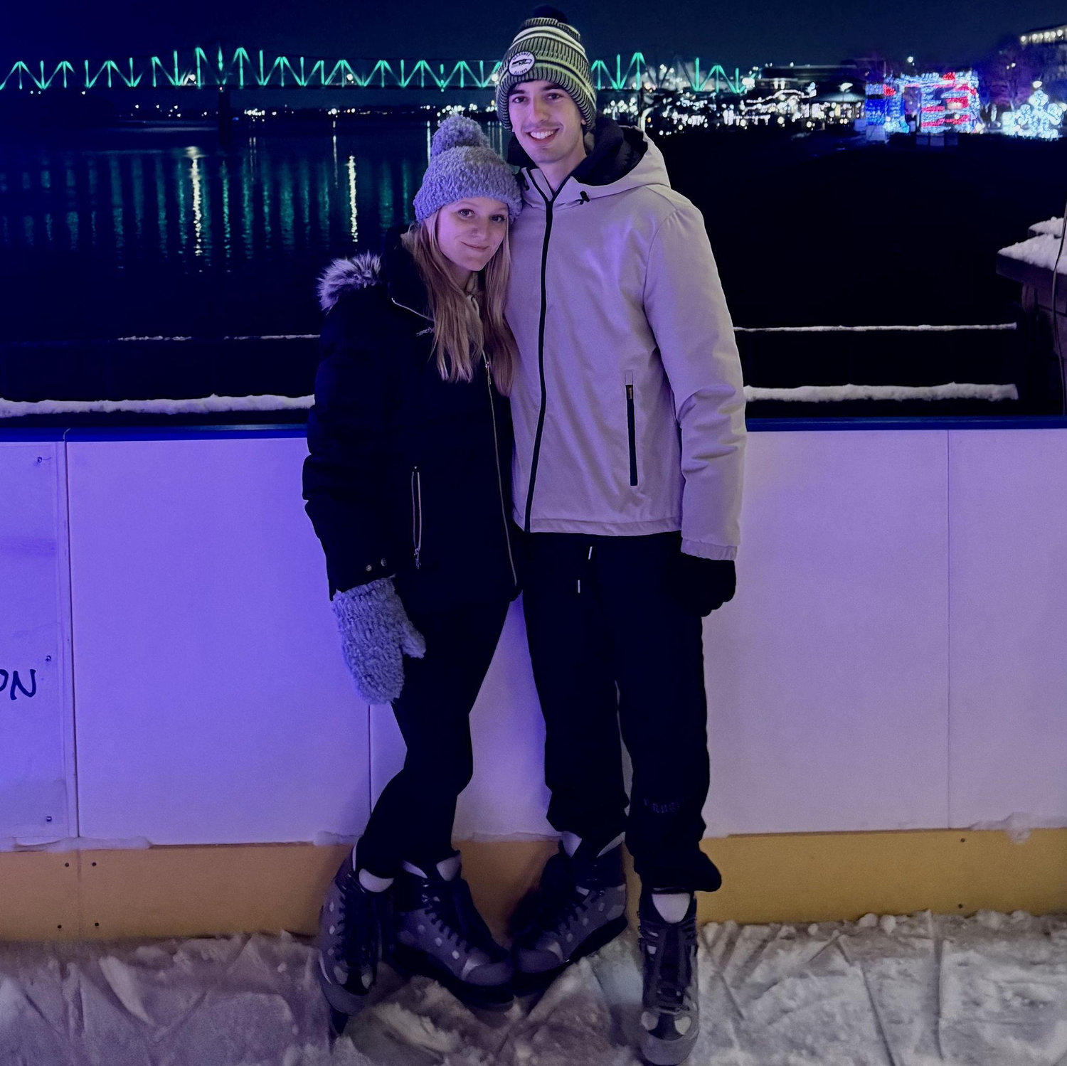 Ice skating, but mostly falling