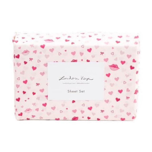 London Kaye Valentine's Day Sheet Set (Kisses & Hearts, Queen)