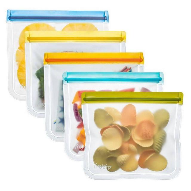 (re)zip Reusable Leak-proof Food Storage Flat Sandwich Lunch Bag - 5ct