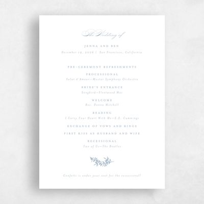 Powder Blue Wedding Program - Vienna