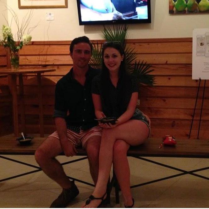 Our first picture together! July 2014- very sunburnt in Orange Beach haha.