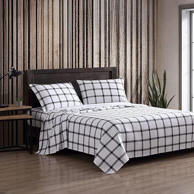 Eddie Bauer - Flannel Collection Cotton Bedding Sheet Set, Pre-Shrunk & Brushed for Extra Softness, Comfort, and Cozy Feel, King, Bunkhouse Plaid