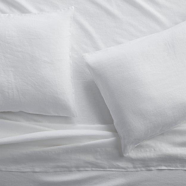 Lino II White Linen Queen Sheet Set