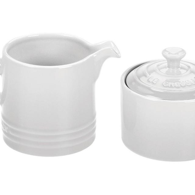 Le Creuset Stoneware Cream and Sugar, 2 pc. Set, White