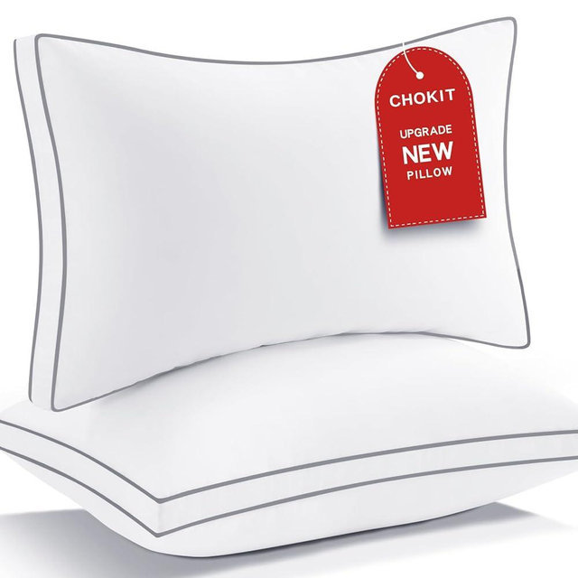 Premium Pillows Queen Size Set of 2, Fluffy and Supportive 7D Down Alternative Bed Pillows, Luxury Soft Hotel Quality Gusseted Pillow for Side Back Stomach Sleepers, Relief Neck Head and Shoulder Pain