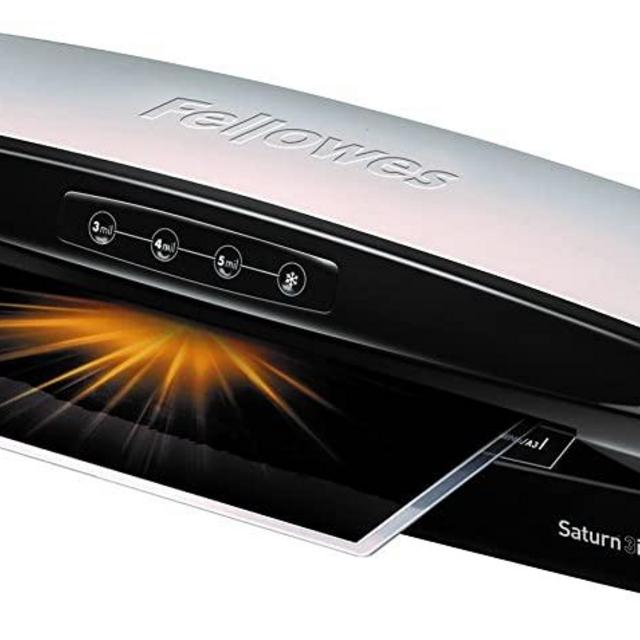 Fellowes 5736606 Laminator Saturn3i 125, 12.5 inch, Rapid 1 Minute Warm-up Laminating Machine, with Laminating Pouches Kit , Silver, Black