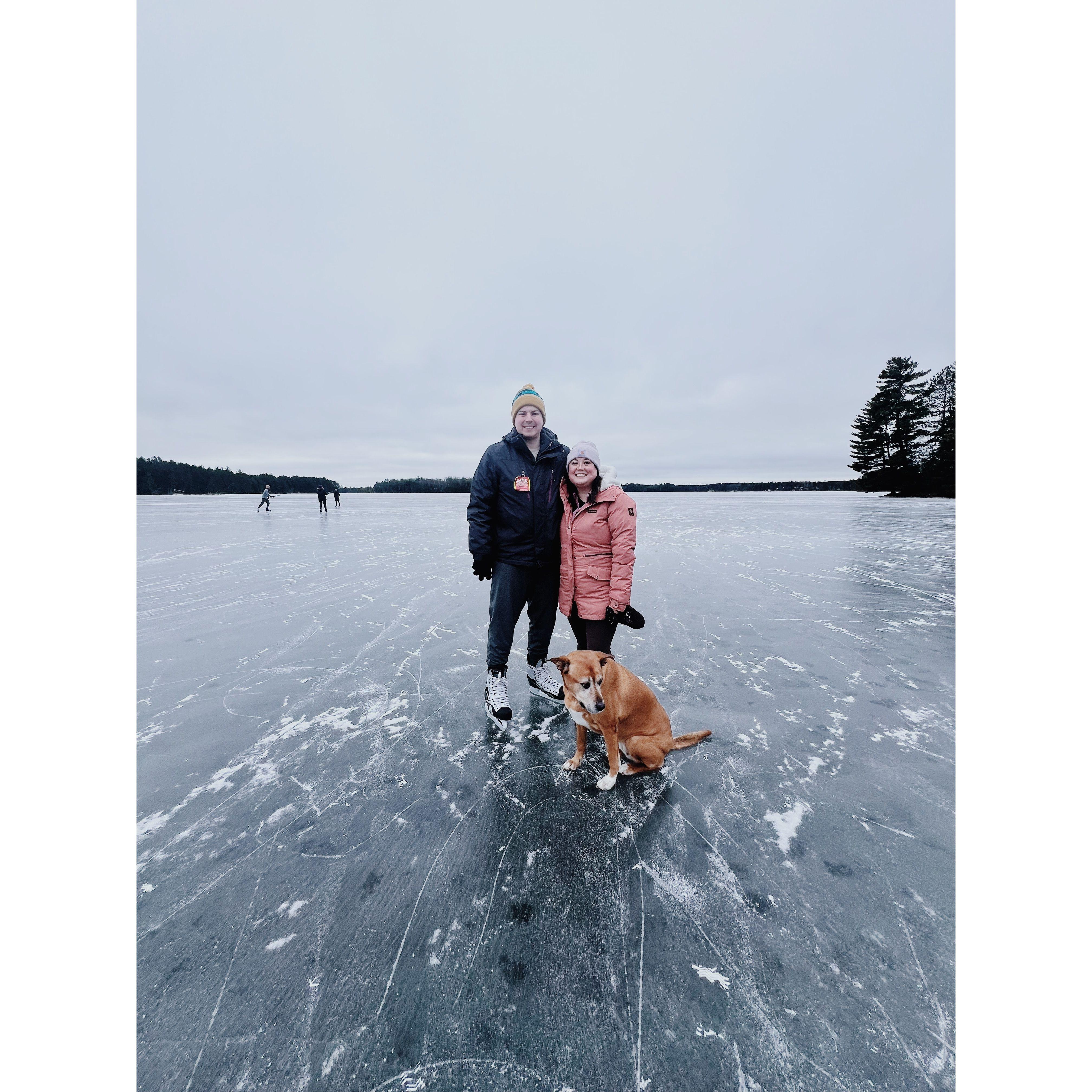 Could not get enough of Three Lakes, so we went back when the lake was easier to walk on, and with a puppy this time!