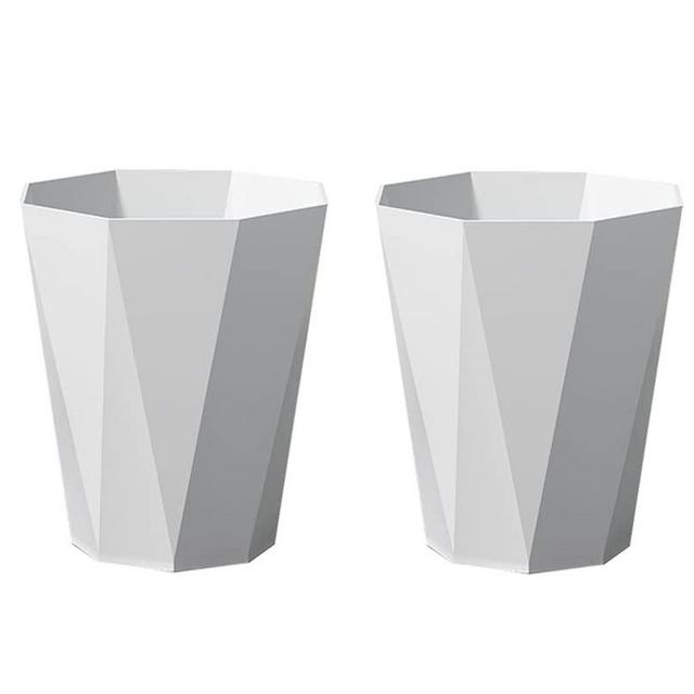 WEECRON Trash Can Wastebasket Plastic Diamond Shape 2.6 Gallon (2.6 Gal, White)