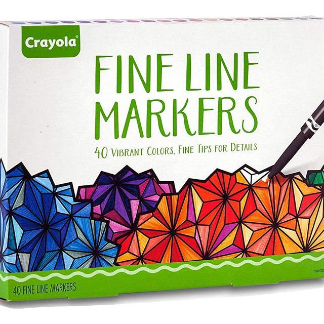 Crayola Fine Line Markers Adult Coloring Set, Kids Indoor Activities At Home, Gift, 40 Count