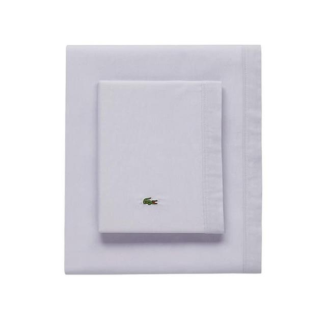 Lacoste 100% Cotton Percale Sheet Set, Solid, Light Grey, King