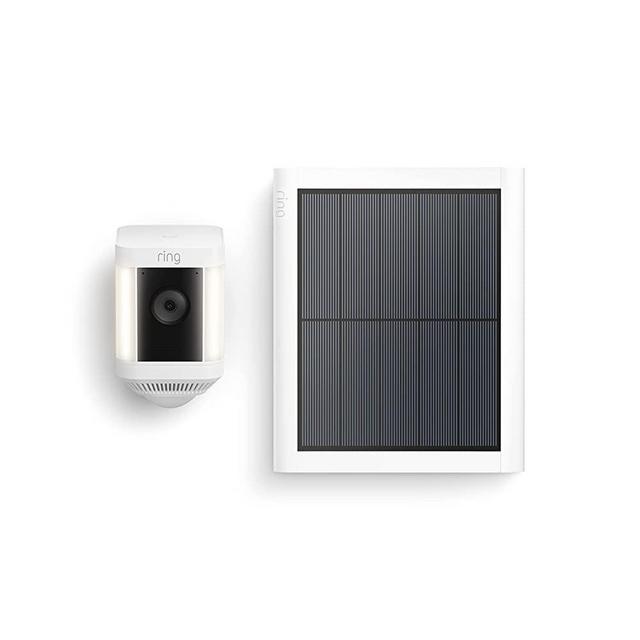 Introducing Ring Spotlight Cam Plus, Solar | Two-Way Talk, Color Night Vision, and Security Siren (2022 release) - White