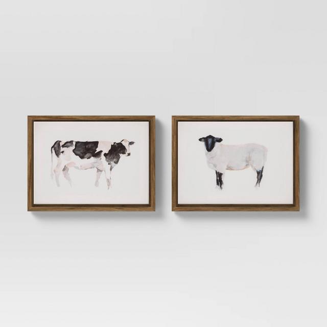 (Set of 2)16" x 20" Farm Animals Framed Wall Canvas - Threshold™